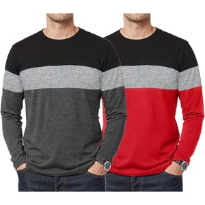 image:imageDecrum Mens Long Sleeve Shirts  Three Tone Color Block Crew Neck TShirtPack of 02  Set 65 Mens 3 Tone Long Sleeve Shirt
