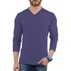 image:imageDecrum V Neck Long Sleeve Shirts for Men  Full Sleeves Style Soft V Neck T Shirts MenBlue