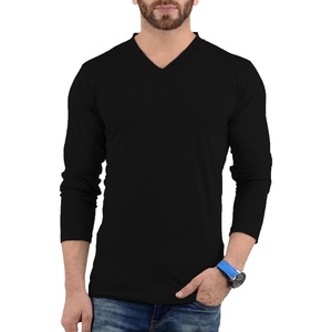 image:imageDecrum V Neck Long Sleeve Shirts for Men  Full Sleeves Style Soft V Neck T Shirts MenBlack