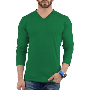 image:imageDecrum V Neck Long Sleeve Shirts for Men  Full Sleeves Style Soft V Neck T Shirts MenGreen