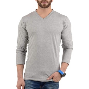 image:imageDecrum V Neck Long Sleeve Shirts for Men  Full Sleeves Style Soft V Neck T Shirts MenHeather Grey