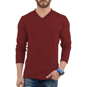 image:imageDecrum V Neck Long Sleeve Shirts for Men  Full Sleeves Style Soft V Neck T Shirts MenMaroon