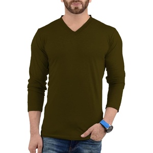 image:imageDecrum V Neck Long Sleeve Shirts for Men  Full Sleeves Style Soft V Neck T Shirts MenMilitary Green