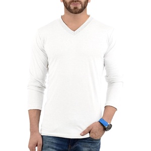 image:imageDecrum V Neck Long Sleeve Shirts for Men  Full Sleeves Style Soft V Neck T Shirts MenWhite