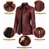image:imageDecrum 100 Real Leather Car Coat for Women Long Jacket With Shirt CollarBurgundy