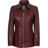 image:imageDecrum 100 Real Leather Car Coat for Women Long Jacket With Shirt CollarBurgundy