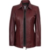 image:imageDecrum 100 Real Leather Car Coat for Women Long Jacket With Shirt CollarBurgundy