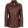 image:imageDecrum 100 Real Leather Car Coat for Women Long Jacket With Shirt CollarCognac