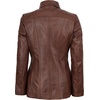 image:imageDecrum 100 Real Leather Car Coat for Women Long Jacket With Shirt CollarCognac