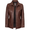 image:imageDecrum 100 Real Leather Car Coat for Women Long Jacket With Shirt CollarCognac