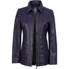 image:imageDecrum 100 Real Leather Car Coat for Women Long Jacket With Shirt CollarPurple Wax