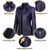image:imageDecrum 100 Real Leather Car Coat for Women Long Jacket With Shirt CollarPurple Wax