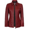 image:imageDecrum 100 Real Leather Car Coat for Women Long Jacket With Shirt CollarRed Wax