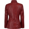 image:imageDecrum 100 Real Leather Car Coat for Women Long Jacket With Shirt CollarRed Wax