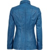 image:imageDecrum 100 Real Leather Car Coat for Women Long Jacket With Shirt CollarVivid Blue Wax