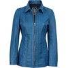 image:imageDecrum 100 Real Leather Car Coat for Women Long Jacket With Shirt CollarVivid Blue Wax