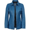image:imageDecrum 100 Real Leather Car Coat for Women Long Jacket With Shirt CollarVivid Blue Wax