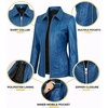 image:imageDecrum 100 Real Leather Car Coat for Women Long Jacket With Shirt CollarVivid Blue Wax