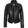 image:imageDecrum 100 Real Leather Jackets For Women Vintage Shirt Collar StyleBlack