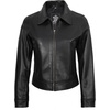 image:imageDecrum 100 Real Leather Jackets For Women Vintage Shirt Collar StyleBlack
