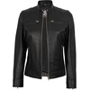 image:imageDecrum Cafe Racer Real Lambskin Motorcycle Style Leather Jacket WomenBlack Gold