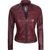image:imageDecrum Cafe Racer Real Lambskin Motorcycle Style Leather Jacket WomenBurgundy