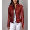 image:imageDecrum Cafe Racer Real Lambskin Motorcycle Style Leather Jacket WomenBurgundy