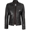image:imageDecrum Cafe Racer Real Lambskin Motorcycle Style Leather Jacket WomenDark Brown Ruboff