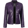 image:imageDecrum Cafe Racer Real Lambskin Motorcycle Style Leather Jacket WomenPurple Wax