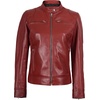 image:imageDecrum Cafe Racer Real Lambskin Motorcycle Style Leather Jacket WomenRed