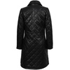 image:imageDecrum Quilted Real Lambskin Leather Car Coat 34 Length Jacket For WomenGlen Quilted  Black Leather Coat Women