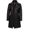 image:imageDecrum Quilted Real Lambskin Leather Car Coat 34 Length Jacket For WomenGlen Quilted  Black Leather Coat Women