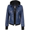 image:imageDecrum Real Lambskin Bomber Jacket Women with Detachable HoodBlue
