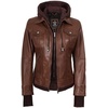 image:imageDecrum Real Lambskin Bomber Jacket Women with Detachable HoodBrown
