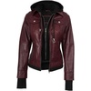 image:imageDecrum Real Lambskin Bomber Jacket Women with Detachable HoodBurgundy