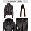image:imageDecrum Real Lambskin Bomber Jacket Women with Detachable HoodDistressed Brown