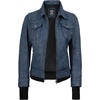image:imageDecrum Real Lambskin Bomber Jacket Women with Detachable HoodDistressed Wash Blue New