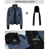 image:imageDecrum Real Lambskin Bomber Jacket Women with Detachable HoodDistressed Wash Blue New