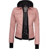 image:imageDecrum Real Lambskin Bomber Jacket Women with Detachable HoodPink