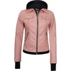 image:imageDecrum Real Lambskin Bomber Jacket Women with Detachable HoodPink