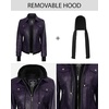 image:imageDecrum Real Lambskin Bomber Jacket Women with Detachable HoodPurple