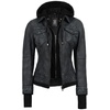 image:imageDecrum Real Lambskin Bomber Jacket Women with Detachable HoodWashed Black New