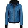 image:imageDecrum Real Lambskin Bomber Jacket Women with Detachable HoodWax Blue New
