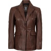 image:imageDecrum Womens 100 Lambskin Leather Blazer Jacket Business Casual StyleCognac