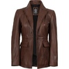image:imageDecrum Womens 100 Lambskin Leather Blazer Jacket Business Casual StyleCognac