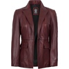 image:imageDecrum Womens 100 Lambskin Leather Blazer Jacket Business Casual StyleMaroon