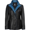 image:imageWomens 100 Lambskin Leather Jacket Wide Notch Lapel Collar with Zip FrontBlack  Blue Wax