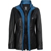 image:imageWomens 100 Lambskin Leather Jacket Wide Notch Lapel Collar with Zip FrontBlack  Blue Wax