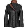 image:imageWomens 100 Lambskin Leather Jacket Wide Notch Lapel Collar with Zip FrontBlack  Cognac