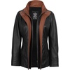 image:imageWomens 100 Lambskin Leather Jacket Wide Notch Lapel Collar with Zip FrontBlack  Cognac
